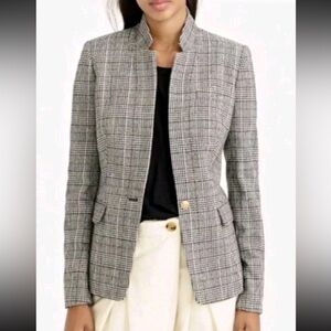 J Crew Regent Glen Plaid Grey Blazer Jacket Women Sz0  houndstooth academia
